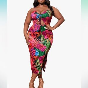 Tropical Floral Print Dress